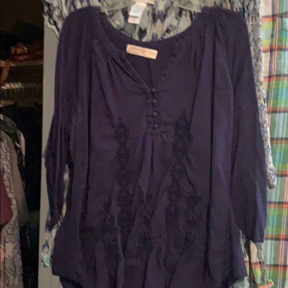 Ladies blue embroidered blouse